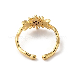 Bagues de manchette en laiton micro pavé de zircons cubiques soleil et lune&nbsp;X-RJEW-P088-03G