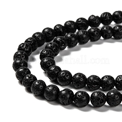 Brins de perles rondes en pierre de lave naturelle&nbsp;G-M169-6mm-03