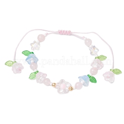 Pulseras de cuentas trenzadas de cuentas de cuarzo rosa natural&nbsp;BJEW-MZ00167-05
