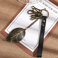 1 pendentif décoratif vintage en cuir et alliage de feuille&nbsp;KEYC-CA0001-45
