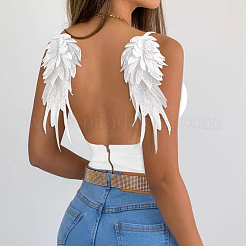 2 Paar 2 Engelsflügel-Stickerei-Spitzenapplikationen aus Polyester&nbsp;DIY-FG0003-89B