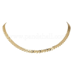 Collares de cadena de eslabones de hoja de latón de 6 mm para mujer&nbsp;NJEW-JN05582