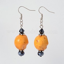 Halloween howlite synthétique crâne pendentif Boucles d'oreilles&nbsp;EJEW-JE01576