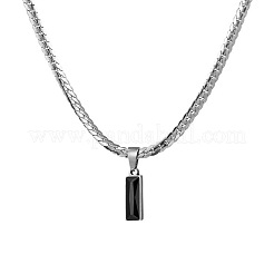 Colliers à pendentif rectangulaire en acier inoxydable 304 avec chaîne serpent en zircone cubique&nbsp;FS-WGB1AC9-01