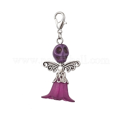 6 pendentif ange crâne d'Halloween en acrylique transparent 6 couleurs et turquoise synthétique teinté&nbsp;HJEW-JM03903