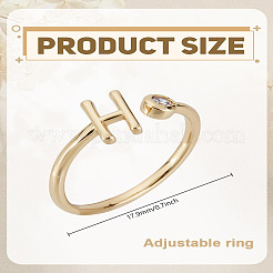1 bague ouverte en laiton micro pavée avec zircone cubique transparente pour femme&nbsp;RJEW-LP0002-37H