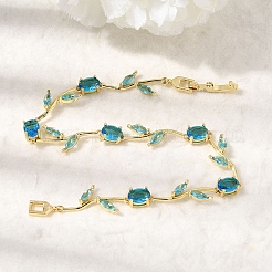 Bracelets en laiton à maillons en forme de feuille&nbsp;BJEW-D455-01G
