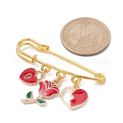 3 Stück 3 Stile Valentinstag Herz/Rose Legierung Emaille Charms Sicherheitsnadel Brosche&nbsp;JEWB-BR00134