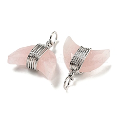 Pendentifs enveloppés de fil de cuivre de quartz rose naturel&nbsp;G-B079-01P-02