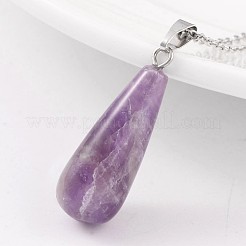 Pendenti a goccia in ottone color platino con pietre miste naturali e sintetiche&nbsp;G-F267-03