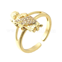Bagues de manchette en laiton micro pavé de zircone cubique pour femmes&nbsp;RJEW-F181-06G