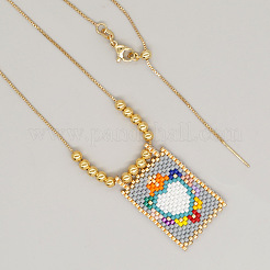Collane con ciondolo a forma di cuore in perline di vetro in stile francese&nbsp;JX4155-4