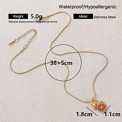 Colliers vintage en acier inoxydable 304 émaillé avec pendentif souris et pièce de monnaie&nbsp;OA4469