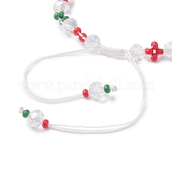 Bracelet de Noël fait main en perles de verre tressées et graines de verre&nbsp;BJEW-MZ00249-03
