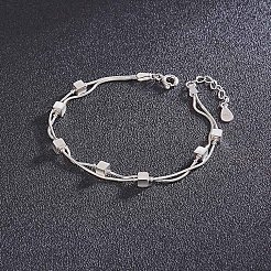 Bracciale doppio strato in argento sterling placcato rodio scintillante&nbsp;JB163A