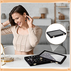 Vitrinas de rejilla para joyas de MDF recubiertas de terciopelo para pendientes y anillos&nbsp;AJEW-WH0643-094A