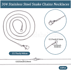 10 Stück 0.9 mm 304 Edelstahl quadratische Schlangenkettenhalsketten&nbsp;NJEW-BBC0001-50