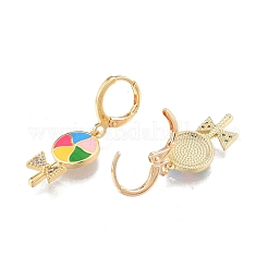 Klare kubische Zirkonia-Candy-Ohrringe mit bunter Emaille&nbsp;EJEW-N012-81
