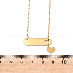 Collane con ciondolo ovale lungo a forma di cuore in acciaio inossidabile 304&nbsp;NJEW-H093-10G