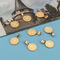 Flach rund mit San Benito & Wort 304 Edelstahlanhänger&nbsp;X-STAS-I036-03A