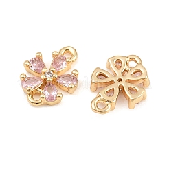 Breloques connecteurs en laiton pavé de zircones cubiques roses&nbsp;CU-CBAA6E8-01G