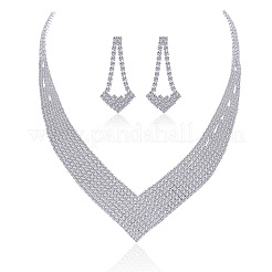 Set di collane con ciondolo in lega di strass triangolari e orecchini a bottone&nbsp;FS-WGEB3EF-01