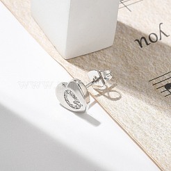 Orecchini a bottone con micro pavé di zirconi chiari in ottone placcato cremagliera&nbsp;EJEW-K299-01P-Q