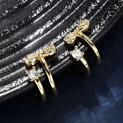 Messing Micro Pave klare Zirkonia Manschette Ohrringe&nbsp;LS-EJEW-D328-02G-02