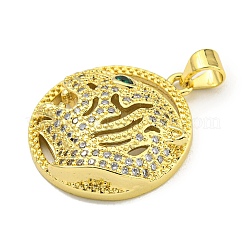 Pendentifs avec zircon cubiques à micro-pavés en laiton&nbsp;KK-K354-08D-G