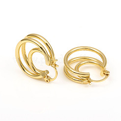 Aretes de latón con triple aro&nbsp;X-EJEW-G282-04G