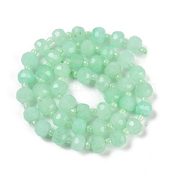 Naturels teints en blanc perles de jade brins&nbsp;G-H057-A22-11