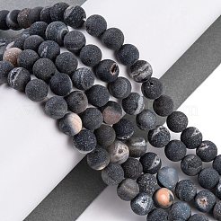 Natürliche schwarze Druzy-Achatperlenstränge&nbsp;G-NH0024-A01-01