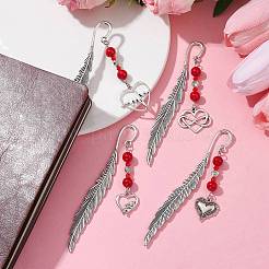 Valentinstag-Lesezeichen mit Herzanhänger aus Legierung&nbsp;AJEW-JK00270