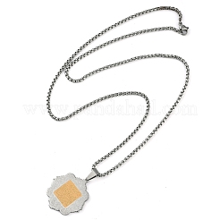 Collar con colgante de flor de acero inoxidable 201 con elementos árabes.&nbsp;NJEW-D089-01P-01