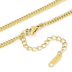 Placcatura ionica (ip) 304 collane a cuore a doppio strato in acciaio inossidabile&nbsp;NJEW-K276-26G