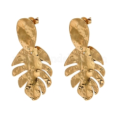 Ohrstecker mit Blattmotiv aus 304 Edelstahl für Damen&nbsp;EJEW-236-01G