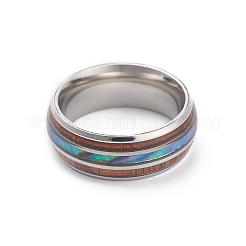 Bague manchette en acier inoxydable 304 en coquillage de paua pour femme&nbsp;LS-RJEW-M014-01P-A