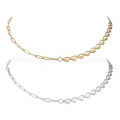 2 collana a catena mista con maglie a cuore in acciaio inossidabile 304&nbsp;NJEW-JN05965