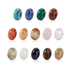 28 pz 14 stile naturale e sintetico misto pietra preziosa europea perline a foro grande&nbsp;G-TA0001-37