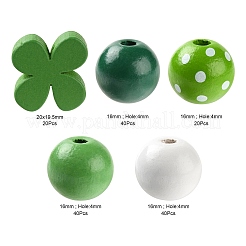 160 pièces 5 style irlandais thème peint perles en bois naturel&nbsp;WOOD-LS0001-48