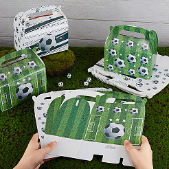 16 Stück 2-farbige Papierboxen mit Fußballdruck und Griffloch&nbsp;CON-OC0001-62