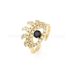 Manschettenringe aus Messing mit Mikropavé-Zirkonia für Damen&nbsp;RJEW-Z113-44G