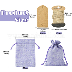 20 Stück rechteckige Beutel aus Polyester-Imitat-Sackleinen mit Kordelzug&nbsp;ABAG-YW0001-18