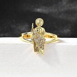 Bagues de manchette en laiton micro pavé de zircone cubique pour femmes&nbsp;RJEW-F181-06G