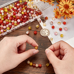 240pcs 6 Farben transparent gespritzte Knisterglasperlenstränge&nbsp;GLAA-PH0003-13
