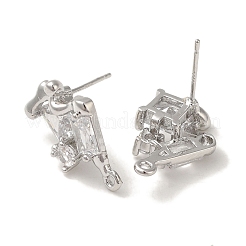 Ohrstecker aus Messing mit klaren Zirkonia-Ohrsteckern&nbsp;KK-G499-06P
