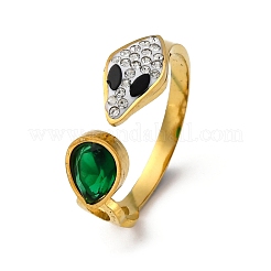 304 Edelstahl mit Strass- und Glasmanschettenringen&nbsp;RJEW-Q020-04G