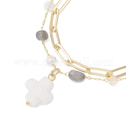 Braccialetti multistrato con perline di labradorite naturale&nbsp;BJEW-JB12217-03