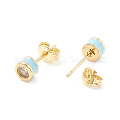 Säulenohrstecker mit Zirkonia und Emaille&nbsp;EJEW-P196-02G