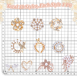 10 pz 10 stili spille in lega con strass&nbsp;JEWB-PH0001-39